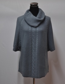 Heavy Roll Neck Poncho with Front Cable