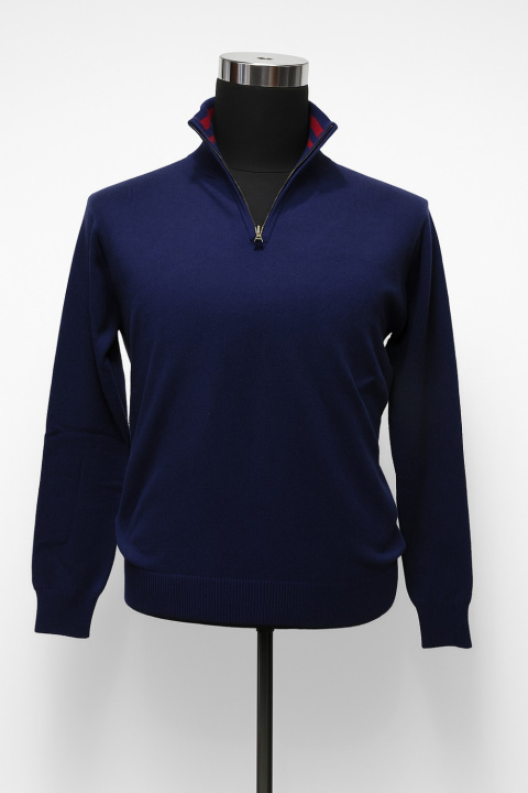 Cashmere T-Neck Pullover with half Zipper