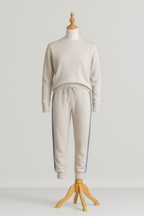 Cashmere Pullover with Drawstring Pants Dual Colour