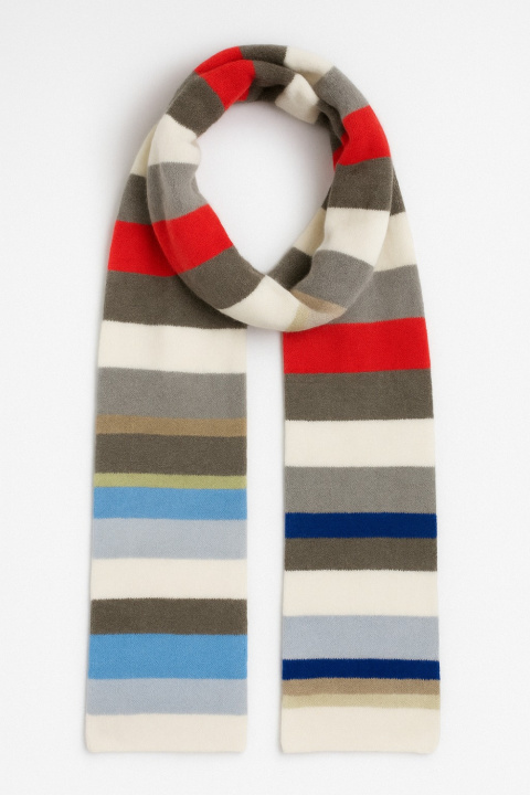 Cashmere Knitted Stripy Scarf