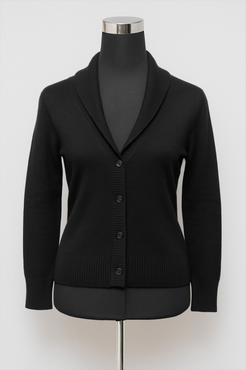 Cashmere Cardigan with Rib Collar