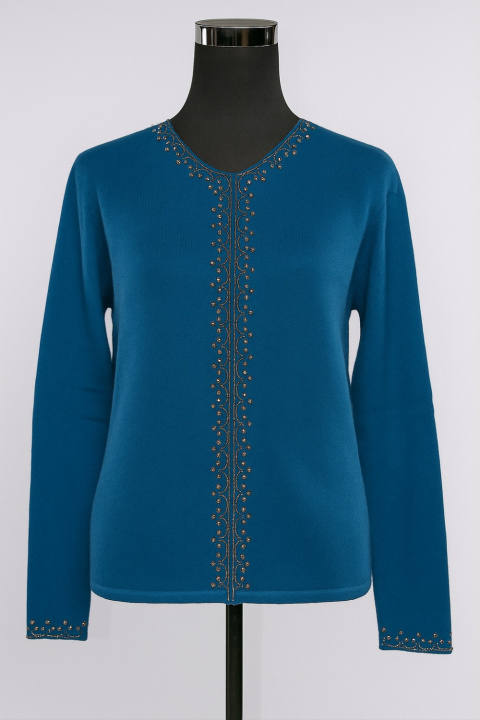 Cashmere Cardigan with Curly Beads