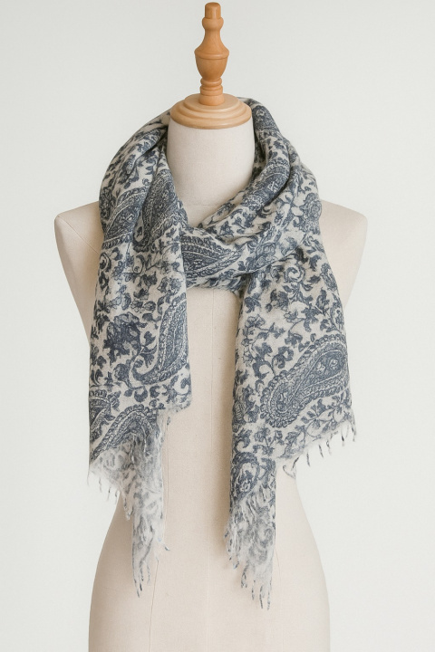 Cashmere Felted Stole with Parsley Print -3