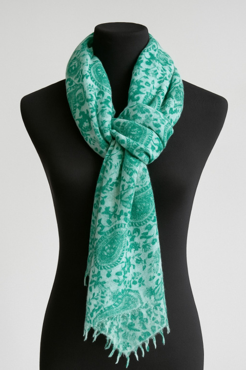 Cashmere Felted Stole with Parsley Print -2