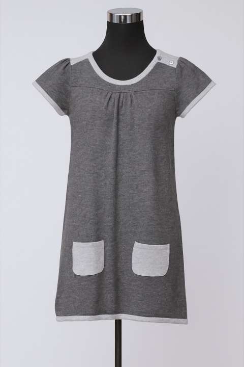 Cashmere Boat-Neck Dress with Pockets & Cap Sleeves