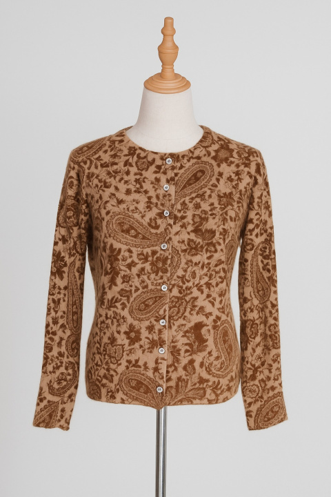 Cashmere Cardigan with Parsley Print