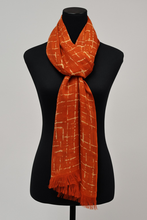 Cashmere Felted Stole with Check Print